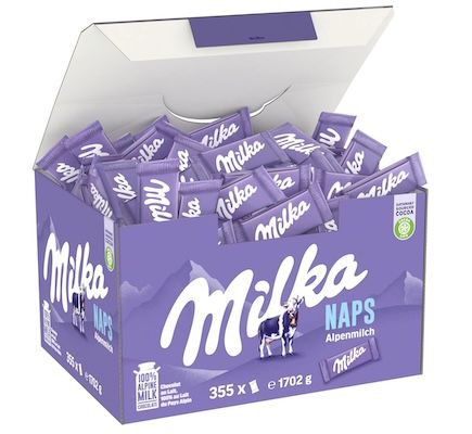 🍫 1,7 Kg Milka Naps Alpenmilch Mini Schokoladentäfelchen ab 25€ (statt 37€)