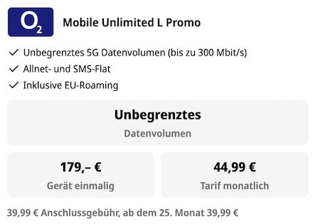 📱 Apple iPhone 17 Pro für 179€ + o2 unlimited 5G Allnet für 44,99€ mtl.
