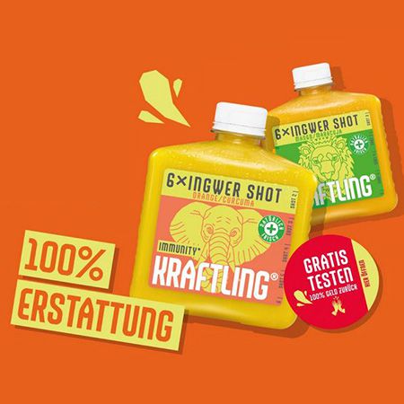 Ingwer- und Curcuma-Shots von Kraftling gratis ausprobieren