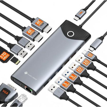 🖥️ NOVOO 15-in-1 USB-C Docking Station mit Triple Display für 44,79€ (statt 56€)