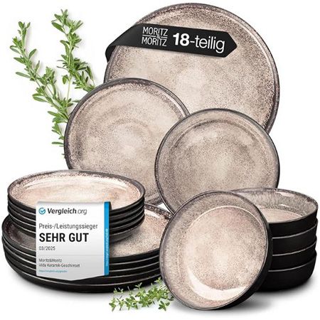 🍽️ Moritz & Moritz Vida Porzellan Geschirrset, 18-tlg. für 84,99€ (statt 100€)