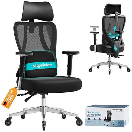💺 Songmics ergonomischer Bürostuhl mit Lendenstütze für 148,19€ (statt 190€)