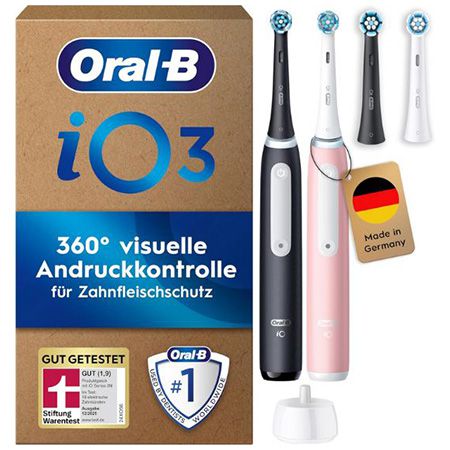 🪥 2er Pack Oral-B iO Series 3 Elektrische Zahnbürsten inkl. Bürsten für 97,99€ (statt 140€)