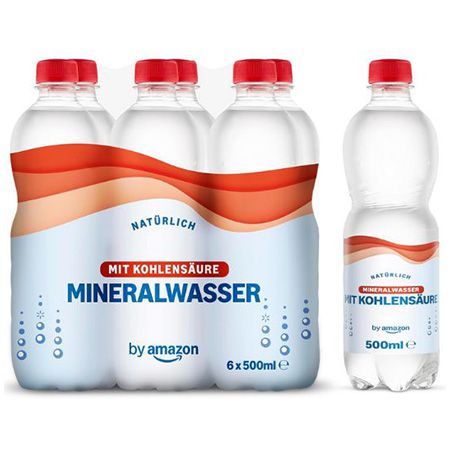 🥤 6er Pack by Amazon Natürliches Mineralwasser mit Kohlensäure, 500ml für 1€ (statt 2€)
