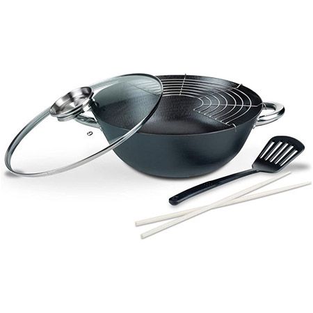 🥢 GSW Wok-Set mit Deckel & Pfannenwender, 32cm für 27,99€ (statt 33€)