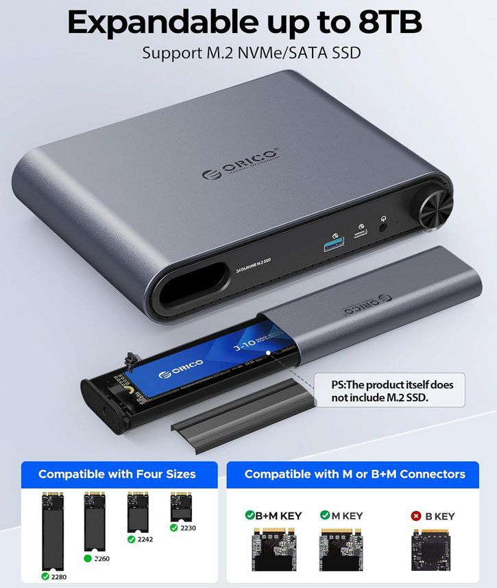 ⏏️ ORICO 10in1 USB C Dockingstation mit M.2 NVMe/SATA SSD Gehäuse für 89,99€ (statt 105€)