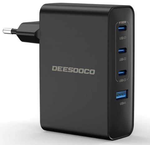 🔋 DEESOOCO 100W Ladegerät mit 3 USB-C Ports & USB Port für 17,49€ (statt 28€)