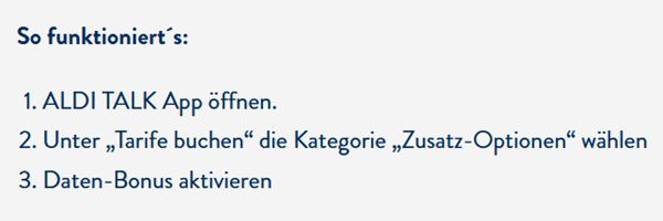Aldi Talk: Datenbonus von 20 GB abholen Aldi Talk: Datenbonus von 20 GB abholen