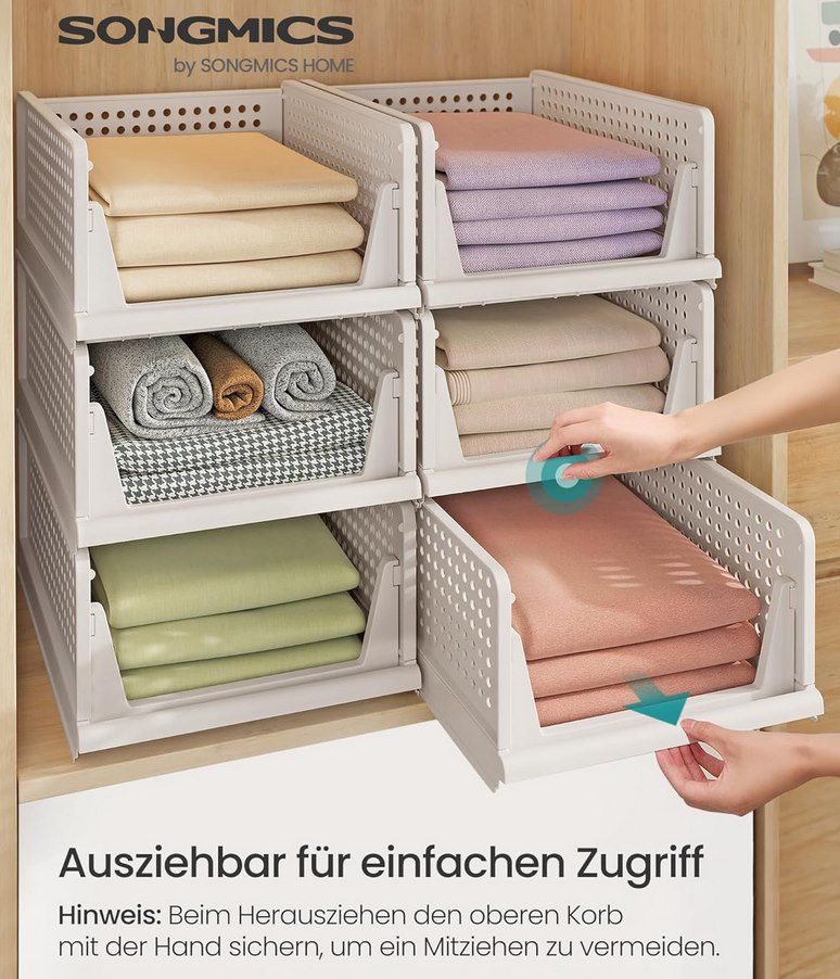 6x SONGMICS stapelbarer Schrank Organizer für 23,99€ (statt 30€)