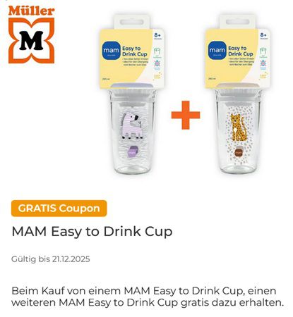 👶 Couponplatz: Einen MAM Easy to Drink Cup kaufen & einen gratis dazu