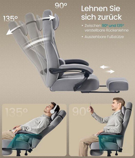 💺 SONGMICS Gamingstuhl mit Fuß  & Kopfstütze für 89,99€ (statt 140€)