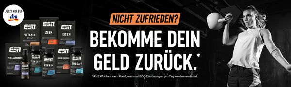 dm: ESN Produkt ausprobieren   bei Unzufriedenheit Geld zurück