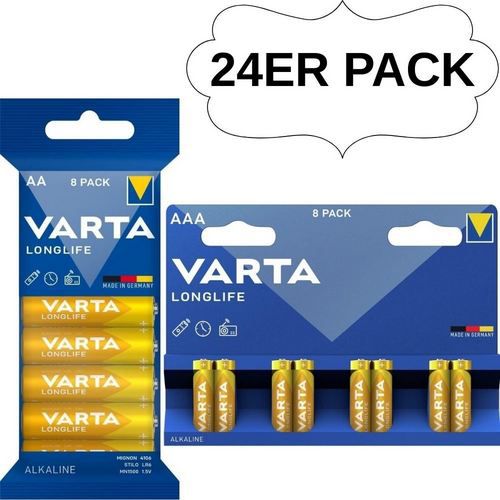 🔋 24er Pack Varta Alkaline Batterien AA oder AAA, 2.800mAh für 9,98€ (statt 14€)