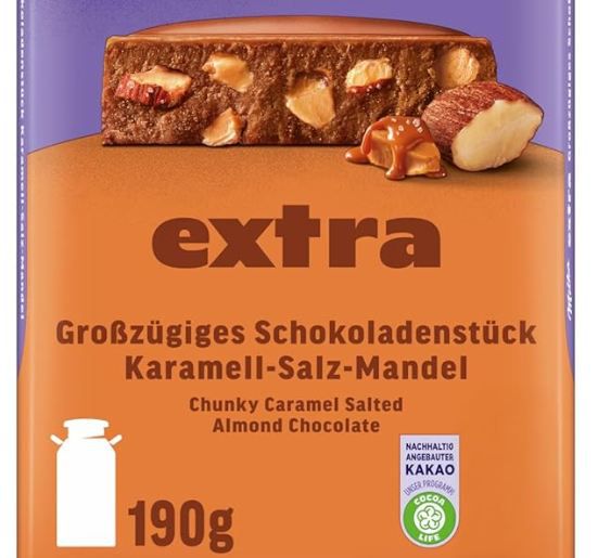 🍫 Milka Extra Karamell-Salz-Mandel Schokolade, 190g ab 2,84€ (statt 4€) 🍫 Milka Extra Karamell Salz Mandel Schokolade, 190g ab 2,84€ (statt 4€)