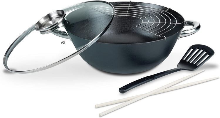 🥢 GSW Wok Set mit Deckel & Pfannenwender, 32cm für 27,99€ (statt 33€)