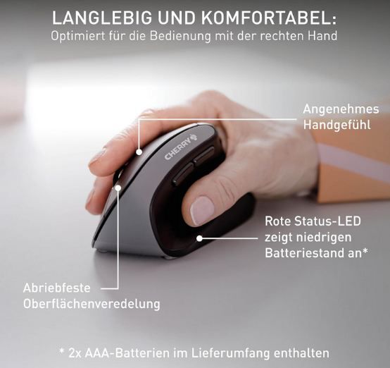 🖱️ Cherry MW 4500 Ergonomische Wireless Maus mit 1,2K DPI für 18,99€ (statt 27€) 🖱️ Cherry MW 4500 Ergonomische Wireless Maus mit 1,2K DPI für 18,99€ (statt 27€)