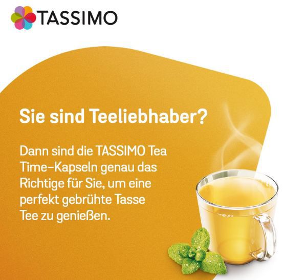 🍵 80er Pack Tassimo Tea Time Grüner Tee mit Minze Kapseln ab 25,64€ (statt 31€)