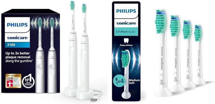 🪥 2er Set Philips Sonicare 3100 + Philips Sonicare C1 ProResults für 64,99€ (statt 84€)