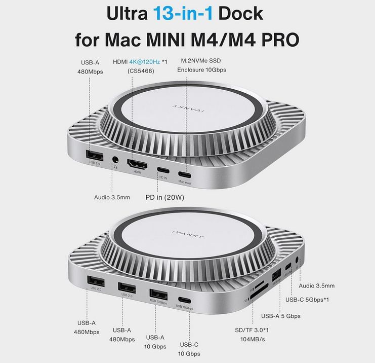🖥️ iVANKY 13-in-1 Mac mini M4 Dock für 59,99€ (statt 75€) 🖥️ iVANKY 13 in 1 Mac mini M4 Dock für 59,99€ (statt 75€)