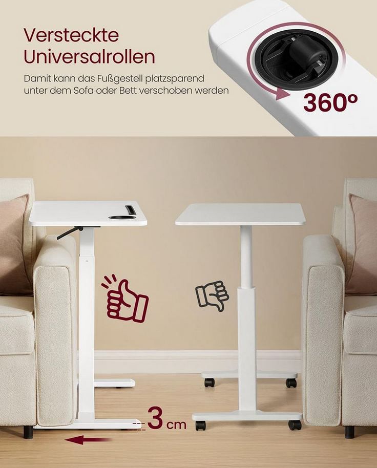 📋 Vasagle Mobiler Beistelltisch mit Rollen & Getränkehaltern für 41,99€ (statt 70€)