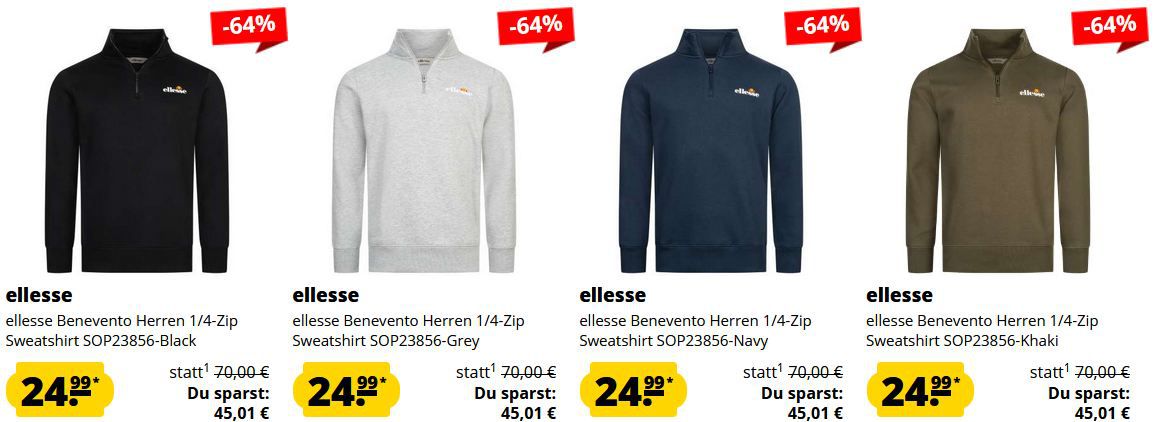 👕 ellesse Benevento Sweatshirt in 4 Farben ab 21,24€ (statt 32€) 👕 ellesse Benevento Sweatshirt in 4 Farben ab 21,24€ (statt 32€)