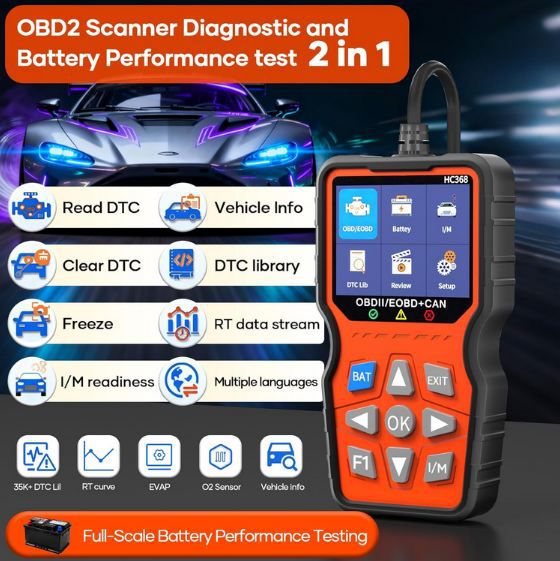 🚗 Bakibo HC368 OBD2 Diagnosegerät mit 10 Modi für 22,99€ (statt 36€)