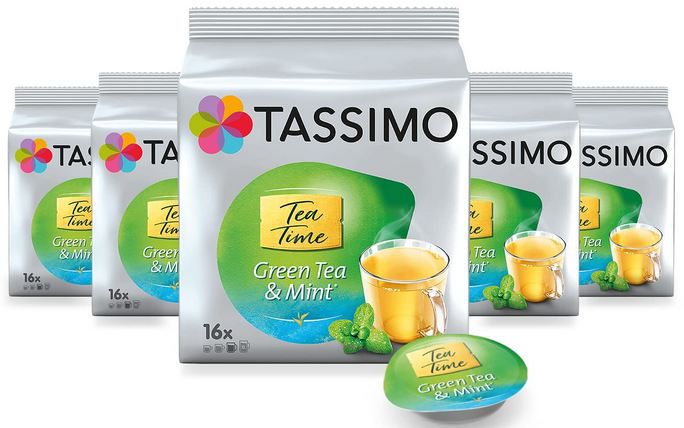 🍵 80er Pack Tassimo Tea Time Grüner Tee mit Minze Kapseln ab 25,64€ (statt 31€)