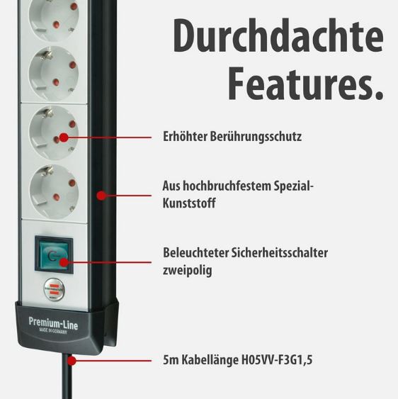 🔌 Brennenstuhl 6 Fach Premium Line Steckdosenleiste mit Schalter für 13,99€ (statt 18€)