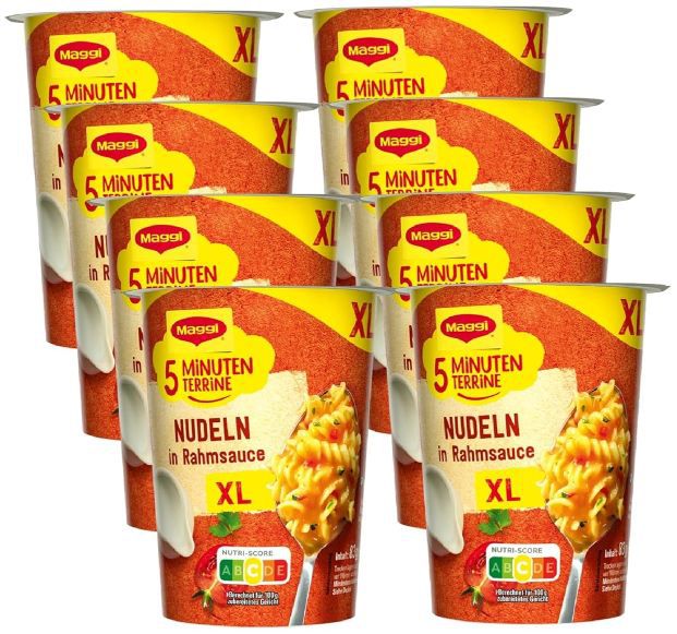 🍝 8er Pack Maggi 5 Minuten Terrine XL Nudeln in Rahmsauce ab 9,71€ (statt 14€)