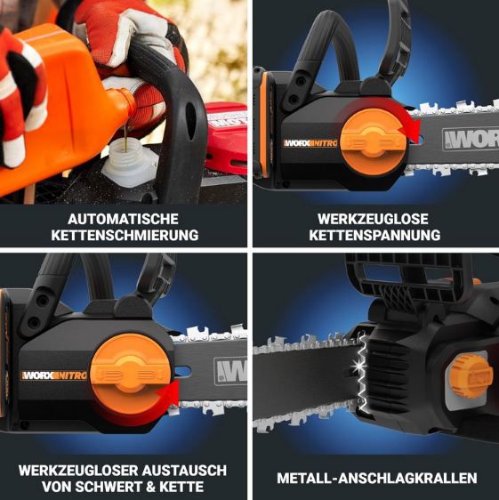 🪚 Worx WG350E.9 Nitro Profi Akku Kettensäge, 30cm für 111,60€ (statt 139€) 🪚 Worx WG350E.9 Nitro Profi Akku Kettensäge, 30cm für 111,60€ (statt 139€)