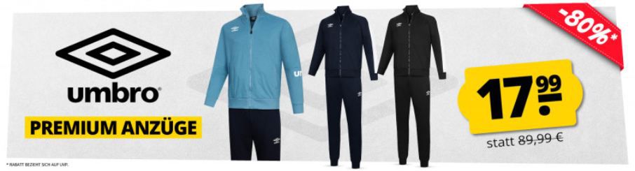 👕 Umbro Premium Trainingsanzüge in vielen Designs ab 17,99€ (statt 40€)