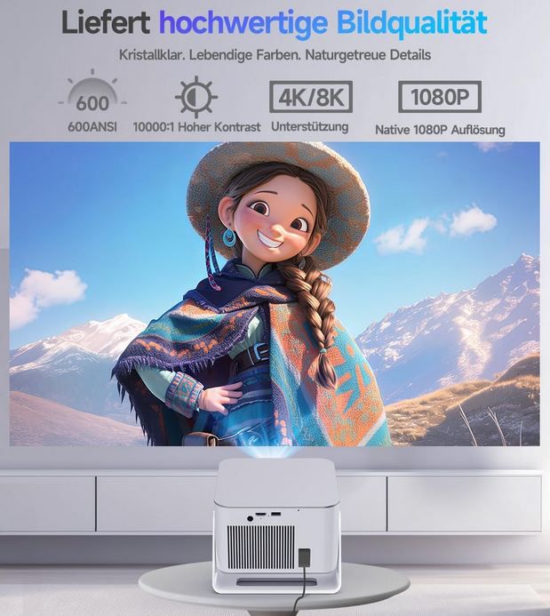 📽️ Alwtniet HY350MAX 1080p Mini Beamer mit Android für 107,99€ (statt 180€)