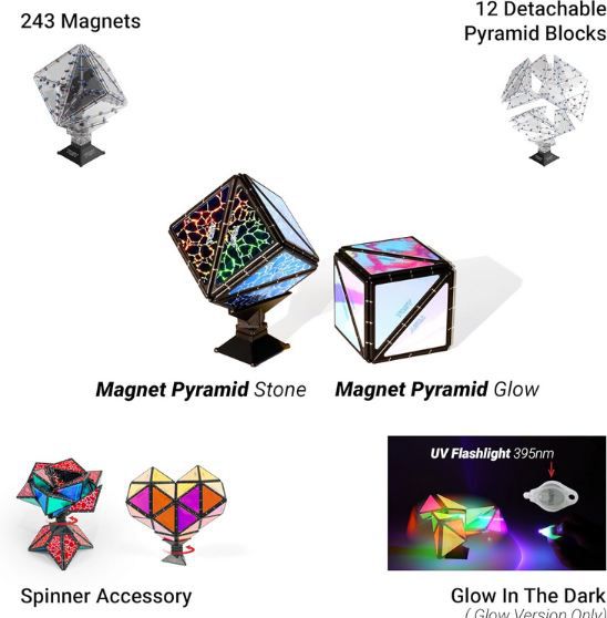 🧲 TOSY Magnet Pyramid Stone Würfel mit 12 Teilen + 243 Magnete für 24,69€ (statt 33€)