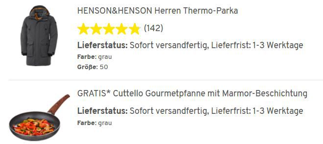 🧥 Henson & Henson Thermo Parka für 104,25€ (statt 139€) + Gratis Gourmetpfanne