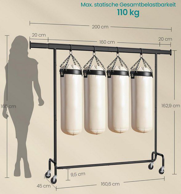 👚 SONGMICS ausziehbare Kleiderstange bis 200cm & 110 kg für 28,99€ (statt 50€)