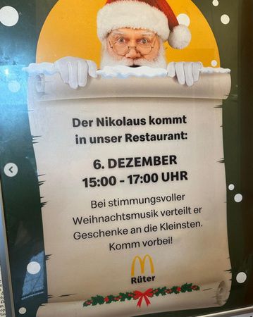 🤶 Nikolaus-Aktion am 06.12. bei McDonald 🤶 Nikolaus Aktion am 06.12. bei McDonald