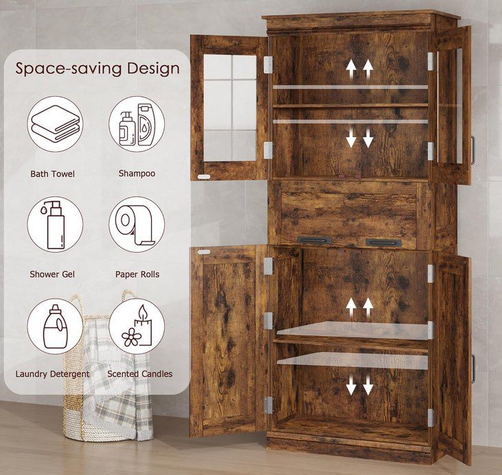 📚 Litake Aufbewahrungsschrank mit 4 Türen & verstellbaren Regalen für 90,99€ (statt 130€)