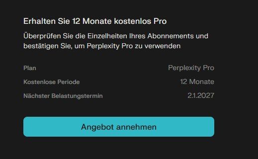 🤖 Perplexity Pro (KI Suchmaschine) ein Jahr lang GRATIS mit PayPal (statt 200$)