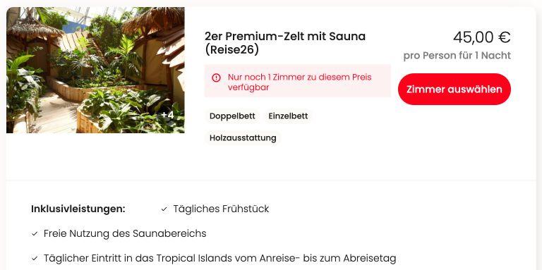 🌴 Tropical Islands inkl. Zelt Übernachtung mit Frühstück ab 45€ p.P.