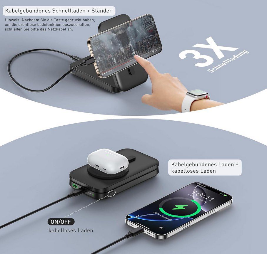 ⚡ RoRoSkin 10.000mAh Qi2 Powerbank mit Watch Charger für 24,99€ (statt 30€)