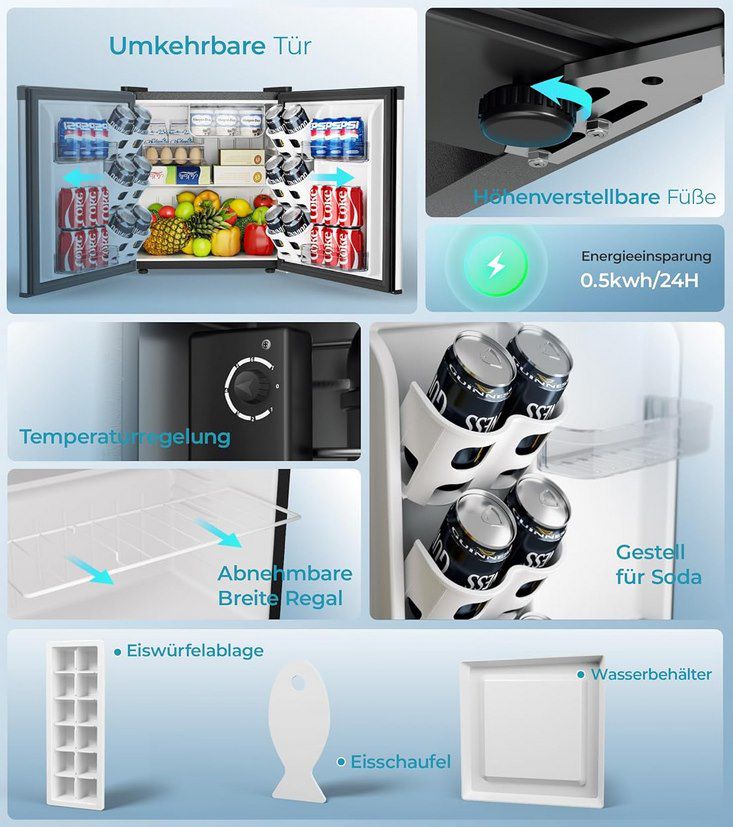 ❄️ EUHOMY Mini Kühlschrank (46L + 38dB) für 74,99€ (statt 130€)