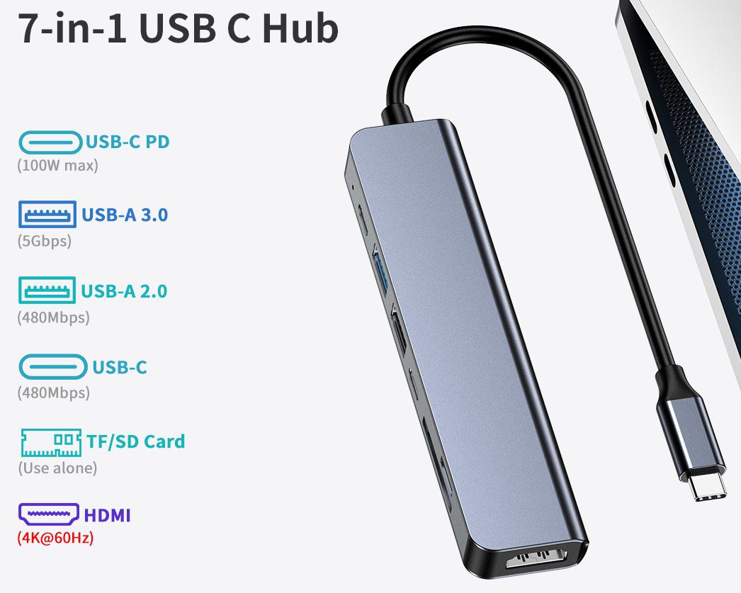 ⏏️ Umaniy USB C Hub mit HDMI 4K & PD 100W für 7,49€ (statt 15€)
