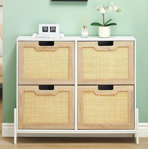 👟 Litake Schuhkommode mit 4 Rattanklappen & 8 Ablageflächen für 83,99€ (statt 120€)