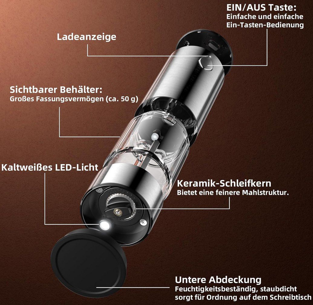 🧂 WONMAKE elektr. Salz und Pfeffermühle für 18,19€ (statt 30€)