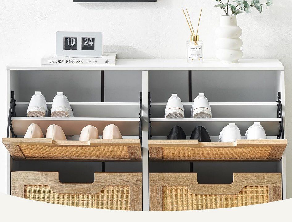 👟 Litake Schuhkommode mit 4 Rattanklappen & 8 Ablageflächen für 83,99€ (statt 120€)