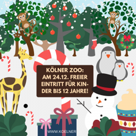 🦥 Freier Eintritt in den Kölner Zoo am 24.12. für Kinder bis 12 Jahre