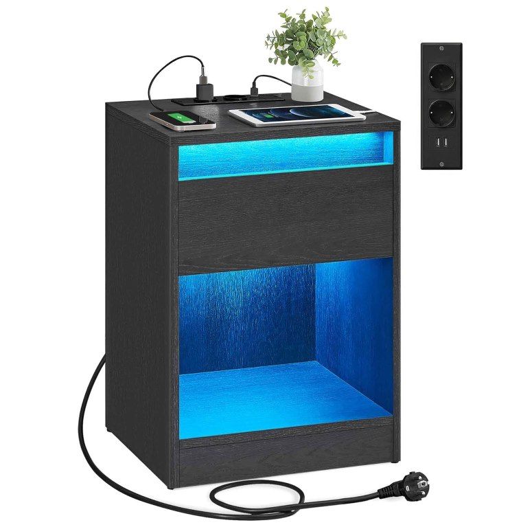 🔌 VASAGLE Nachttisch mit LEDs & Steckdose für 39,99€ (statt 50€)