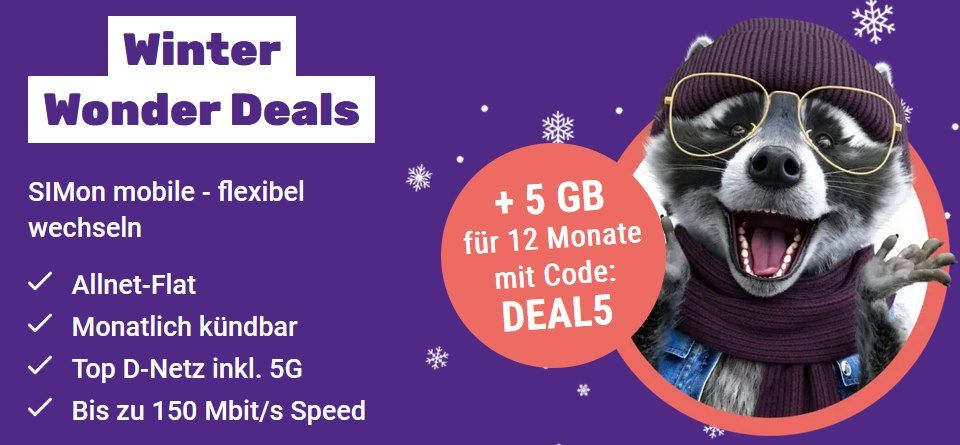 🔥 SIMon mobile: Vodafone Allnet Flat inkl. 65GB 5G für 9,99€ mtl.   monatlich kündbar