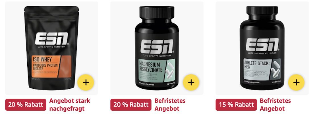 🏋️💪🏻 Amazon: ESN Sale - Protein Pulver, Omega-3 Kapseln etc. z.B. 500g Creatine für 24€ (statt 30€) 🏋️💪🏻 Amazon: ESN Sale Protein Pulver, Omega 3 Kapseln etc. z.B. 500g Creatine für 24€ (statt 30€)