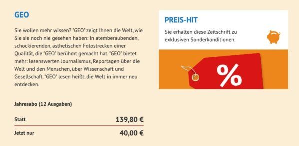 🗞️ Komplettes Jahresabo GEO mit 12 Ausgaben für 40€ (statt 140€)
